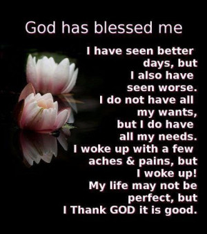 my life may not be perfect but i thank god it is good