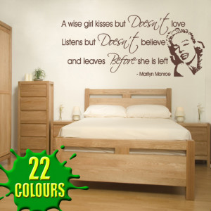 Chocolate A Wise Girl kisses v2 decal above a headboard