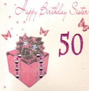 Image for Sister 50th Birthday Handmade Birthday Card