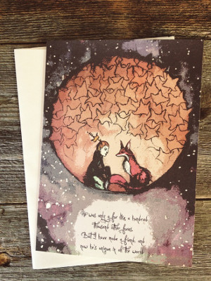 The Little Prince and His Fox Greeting Card - 5x7 Blank Inside with ...