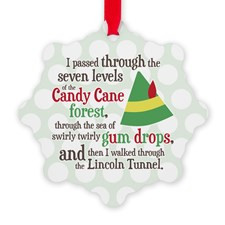 Candy Cane Forest Quote Snowflake Ornament for
