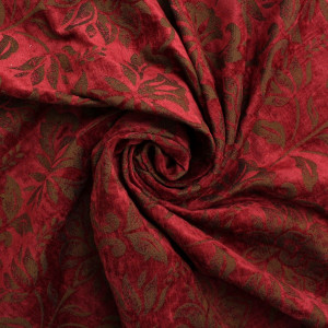 Burgundy Gold Floral Reversible Tapestry Curtain Fabric