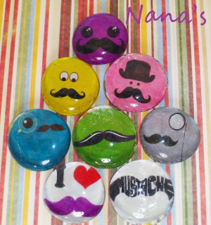Mustache Marble Magnets set of 8