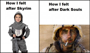 Here's a funny image comparing Elder Scrolls: Skyrim to Dark Souls. It ...