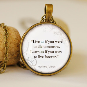 mahatma gandhi quotes,motivational pendant, vintage necklace, glass ...