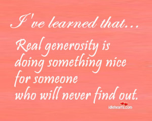 Real Generosity Doing