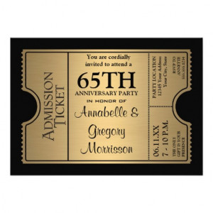 ... Ticket Style 65th Wedding Anniversary Party Custom Announcements