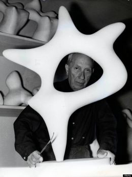 Photo of Jean Arp with Sculpture