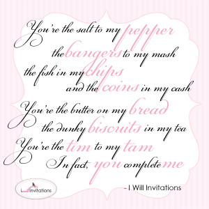 You complete me: An Australian Wedding Quote