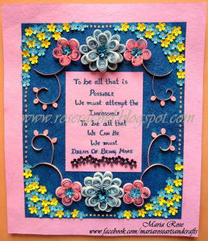 QUILLED FRAME WORK WITH INSPIRATIONAL QUOTE