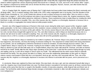 ... on Displacement in I Know Why The Caged Bird Sings by Maya Angelou