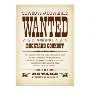 Western Wanted Poster Party Invitations