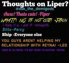 ... ship JASPER THERE WILL NEVER EVER BE A LIPER and Leo is with calypso