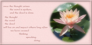 Deed quotes, thought word quotes, Buddhism Quotes