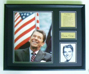 Ronald Reagan framed & matted photo w/ engraved quotes and signature
