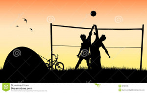 Vector illustration as silhouette of friends all together playing ...