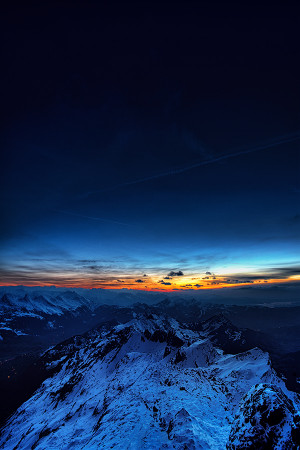 Beautiful Sunset over Santis Mountain in Switzerland