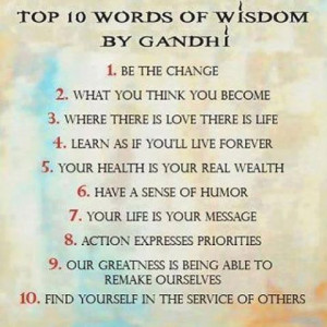 10 Top words of wisdom by Gandhi