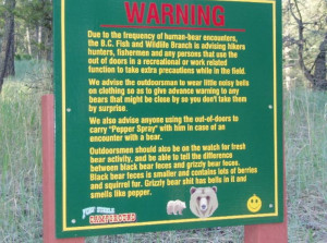 Warning: bears! Wear bells, carry pepper spray