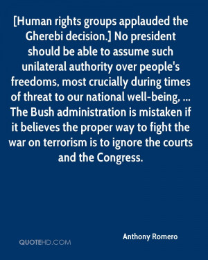 Human rights groups applauded the Gherebi decision.] No president ...