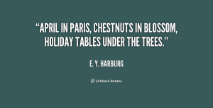 April in Paris, chestnuts in blossom, holiday tables under the trees ...