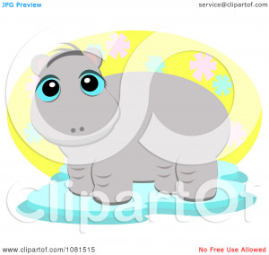 Clipart-Cute-Baby-Hippo-Over-A-Yellow-Floral-Oval-Royalty-Free-Vector