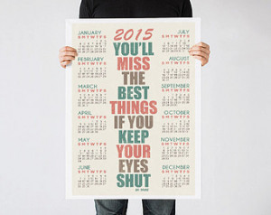 2015 wall calendar, Dr. Seuss quote art print, Mid century modern ...
