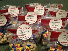 Baseball party treat bags. This would also be awesome as an end of the ...