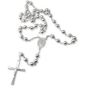 Sterling Silver Rosary Necklace For Men