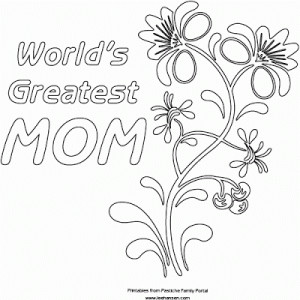 Free Coloring Pages with Flower Mother Day Card 
