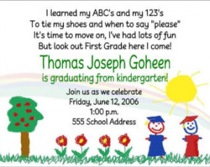 Kindergarten Pre- School Pre-K Grad uation Graduate Party Invitations ...