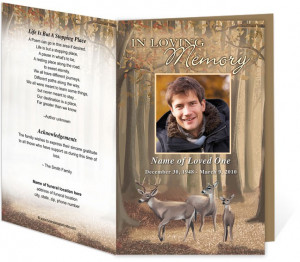 Funeral Memorial Funeral Programs Deer Letter Single Fold Funeral ...