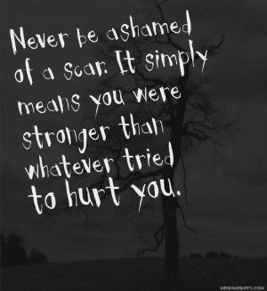 never be ashamed of a scar