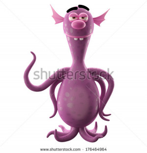 Monster Mascot Funny Character Cartoon Icon Joke Fairytale