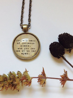 Handmade vintage bronze quote necklace she's a mess of gorgeous chaos