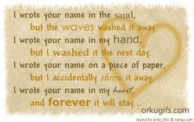 your name in the sand,but the waves washed it away.I wrote your name ...