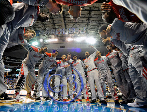 15 2012 The Houston Rockets team huddle before an NBA preseason game