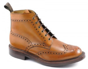 Loake Bedale Men's Lace Up Derby Brogue Boots in Burnished Tan Calf ...