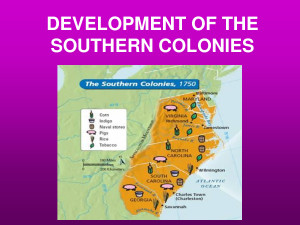 DEVELOPMENT OF THE SOUTHERN COLONIES FOUNDING