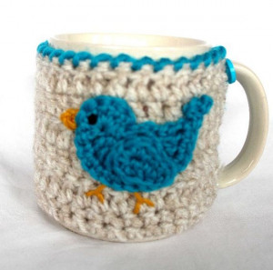 Mug Cozy Cup Cosy Mug Warmer Crochet Blue Bird by CageFreeFibers ...
