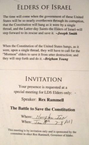 It’s a very common belief [among Mormons] that the Constitution will ...