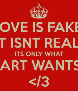 LOVE IS FAKE IT ISNT REAL ITS ONLY WHAT YOUR HEART WANTS TO FEEL