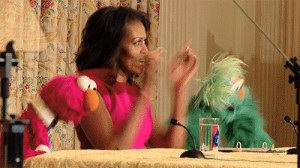 First Lady was joined by Elmo and Rosita, the first bilingual puppet ...