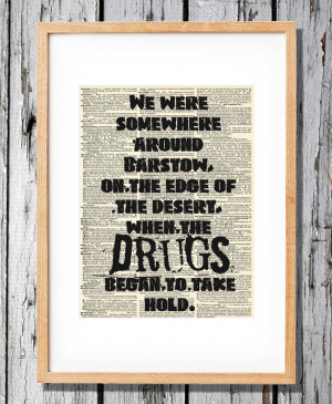Hunter S. Thompson Quote - Fear and Loathing - Art Print on Vintage ...