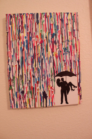 Handmade - Melted Crayon Art - Couple Kissing Under Umbrella - Various ...