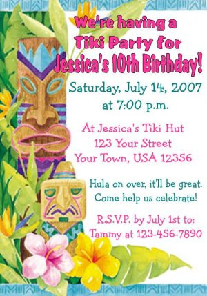 12 LUAU TIKI HAWAIIAN Invitations Personalized Party Custom Birthday