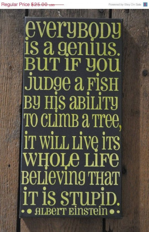 Star-Spangled SALE Everybody is a Genius - Einstein Quote - Unique ...