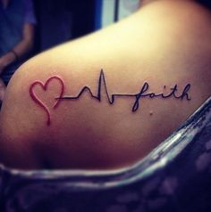 fabulous upper back red heart & heartbeat tattoo quotes - faith quotes