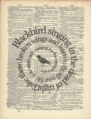 Blackbird Song Lyric Art Print The Beatles by TexasGirlDesigns, $10.00 ...