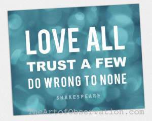 Love All Quote, Typography Print, aqua blue, Shakespeare